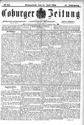Coburger Zeitung Samstag 14. Juli 1906
