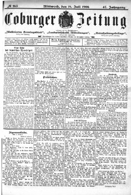 Coburger Zeitung Mittwoch 18. Juli 1906