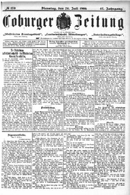 Coburger Zeitung Dienstag 24. Juli 1906