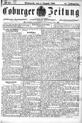 Coburger Zeitung Mittwoch 1. August 1906