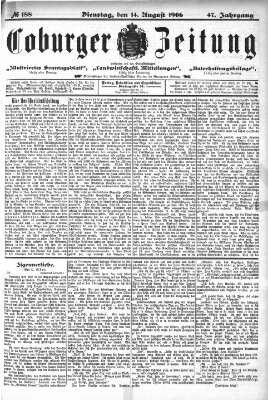 Coburger Zeitung Dienstag 14. August 1906