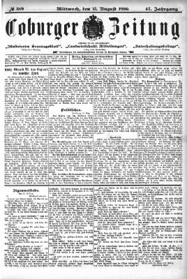 Coburger Zeitung Mittwoch 15. August 1906