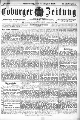 Coburger Zeitung Donnerstag 16. August 1906