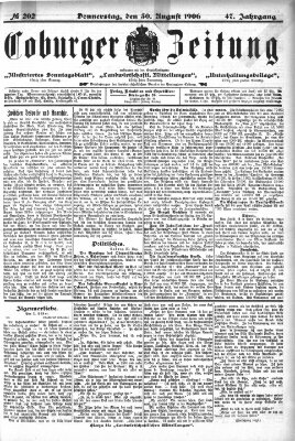 Coburger Zeitung Donnerstag 30. August 1906