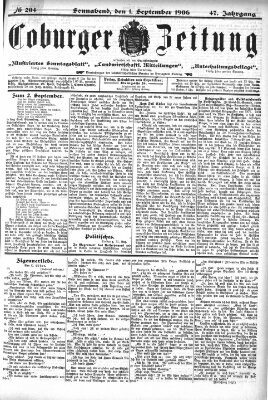 Coburger Zeitung Samstag 1. September 1906