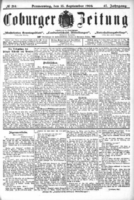 Coburger Zeitung Donnerstag 13. September 1906