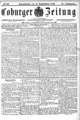 Coburger Zeitung Samstag 15. September 1906