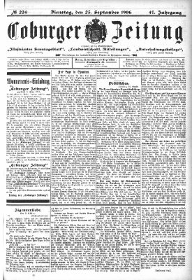 Coburger Zeitung Dienstag 25. September 1906