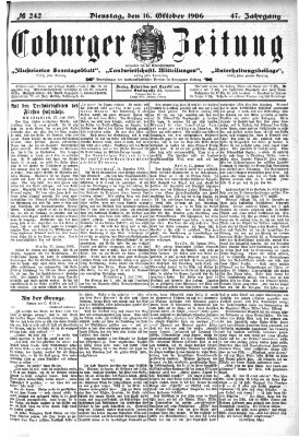 Coburger Zeitung Dienstag 16. Oktober 1906