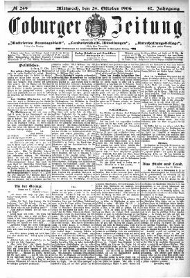 Coburger Zeitung Mittwoch 24. Oktober 1906