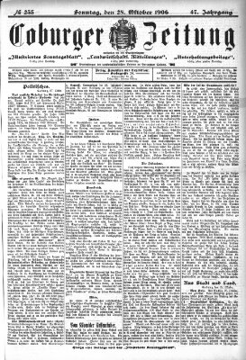 Coburger Zeitung Sonntag 28. Oktober 1906