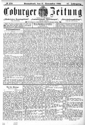 Coburger Zeitung Samstag 17. November 1906