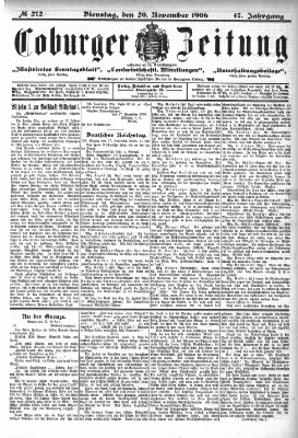 Coburger Zeitung Dienstag 20. November 1906