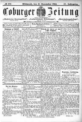 Coburger Zeitung Mittwoch 21. November 1906