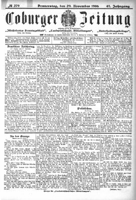 Coburger Zeitung Donnerstag 29. November 1906