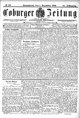 Coburger Zeitung Samstag 1. Dezember 1906