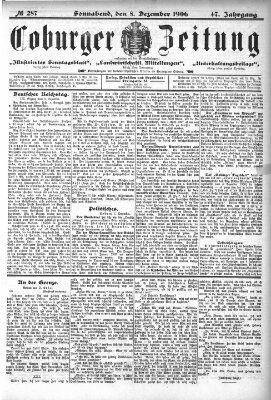 Coburger Zeitung Samstag 8. Dezember 1906