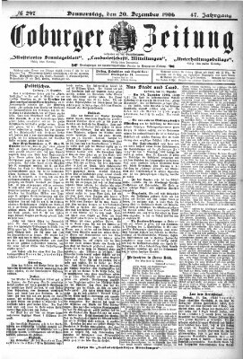 Coburger Zeitung Donnerstag 20. Dezember 1906