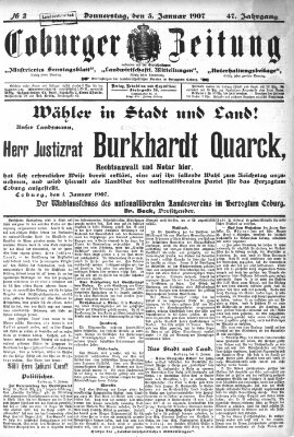 Coburger Zeitung Donnerstag 3. Januar 1907