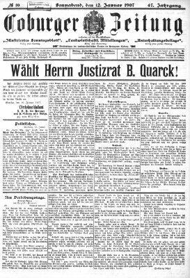 Coburger Zeitung Samstag 12. Januar 1907