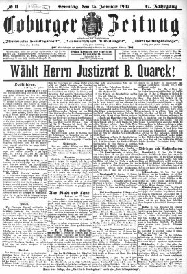 Coburger Zeitung Sonntag 13. Januar 1907