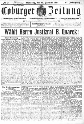 Coburger Zeitung Dienstag 15. Januar 1907