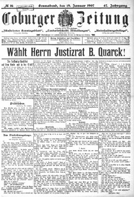 Coburger Zeitung Samstag 19. Januar 1907