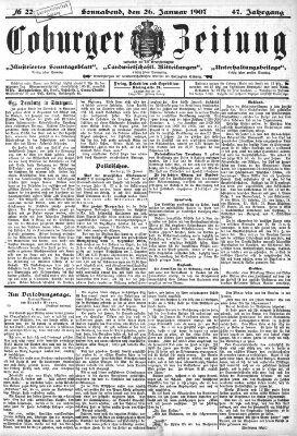 Coburger Zeitung Samstag 26. Januar 1907