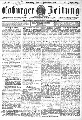 Coburger Zeitung Sonntag 3. Februar 1907