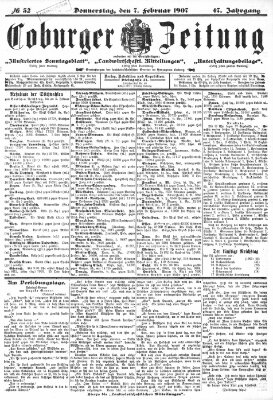 Coburger Zeitung Donnerstag 7. Februar 1907