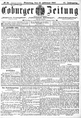 Coburger Zeitung Dienstag 12. Februar 1907