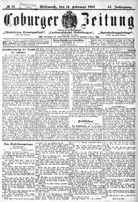 Coburger Zeitung Mittwoch 13. Februar 1907