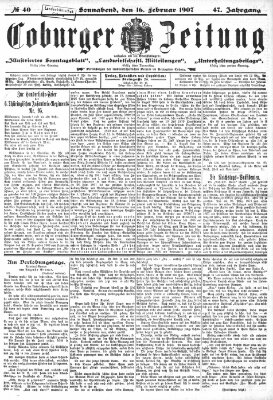 Coburger Zeitung Samstag 16. Februar 1907