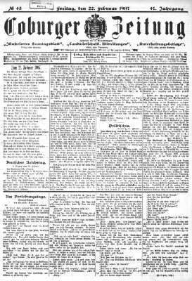 Coburger Zeitung Freitag 22. Februar 1907