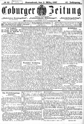 Coburger Zeitung Samstag 2. März 1907