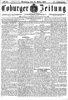 Coburger Zeitung Dienstag 19. März 1907