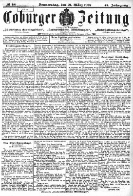 Coburger Zeitung Donnerstag 21. März 1907