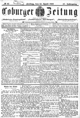 Coburger Zeitung Freitag 12. April 1907