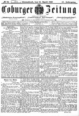 Coburger Zeitung Samstag 13. April 1907