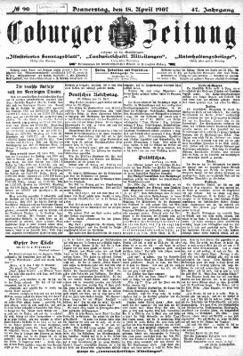 Coburger Zeitung Donnerstag 18. April 1907