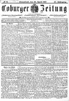 Coburger Zeitung Samstag 20. April 1907