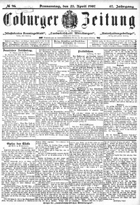 Coburger Zeitung Donnerstag 25. April 1907