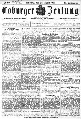 Coburger Zeitung Sonntag 28. April 1907