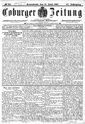 Coburger Zeitung Samstag 15. Juni 1907