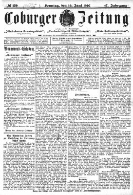 Coburger Zeitung Sonntag 16. Juni 1907