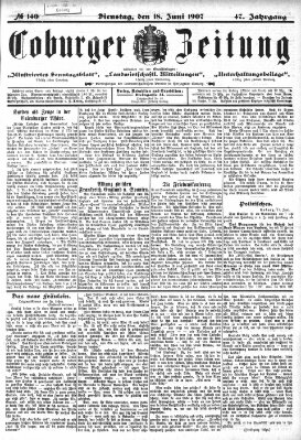 Coburger Zeitung Dienstag 18. Juni 1907