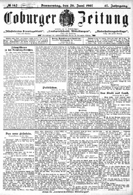 Coburger Zeitung Donnerstag 20. Juni 1907