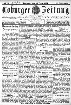 Coburger Zeitung Sonntag 23. Juni 1907