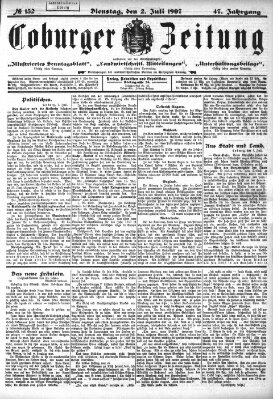 Coburger Zeitung Dienstag 2. Juli 1907