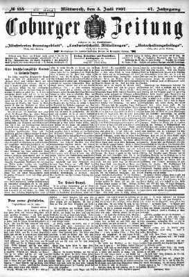 Coburger Zeitung Mittwoch 3. Juli 1907